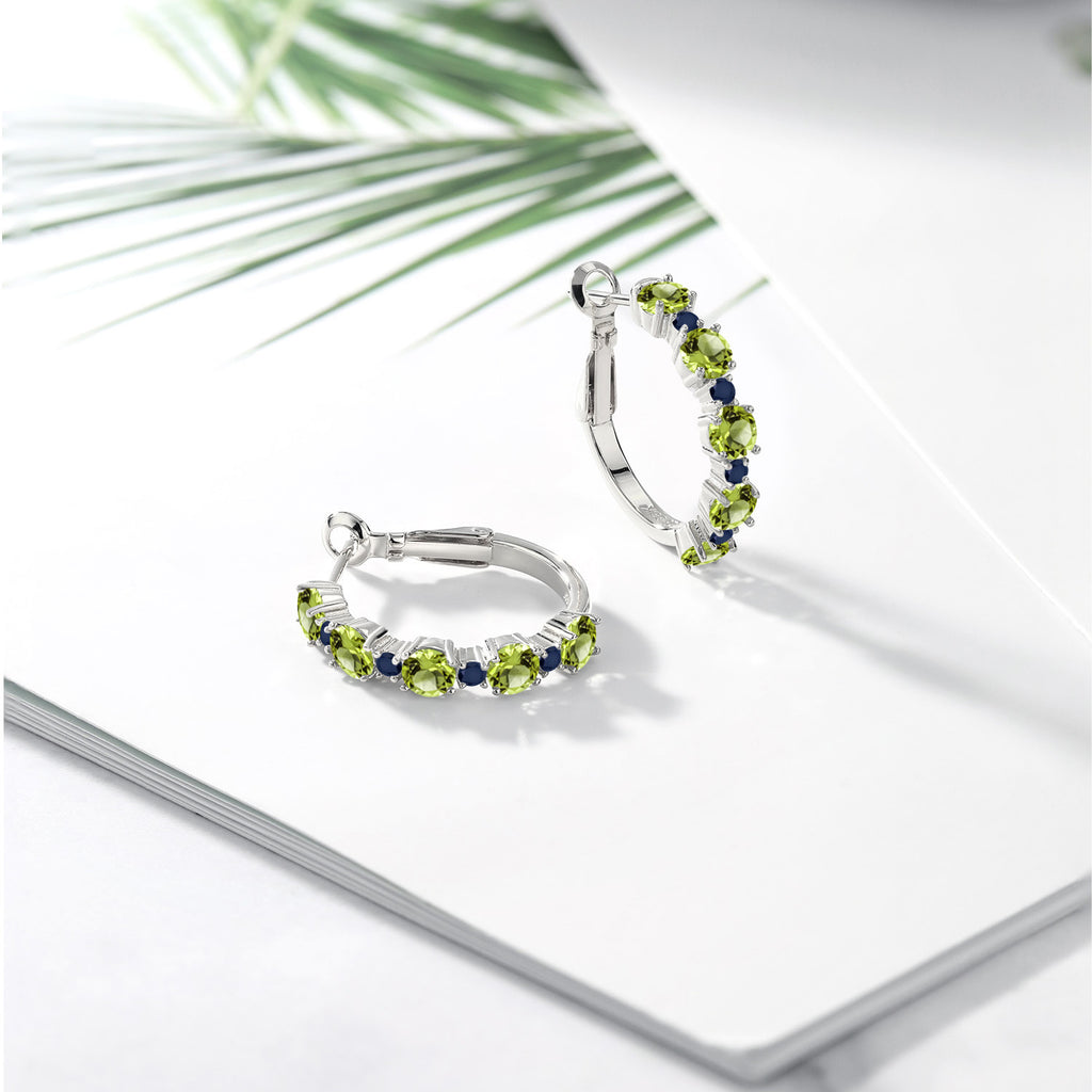 Green and Blue_Earrings in 925 Sterling Silver