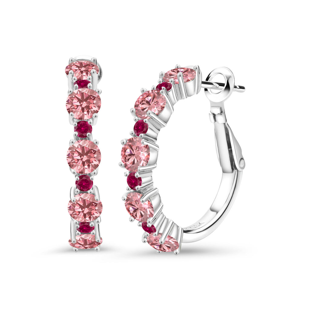 Pink and Red_Earrings in 925 Sterling Silver