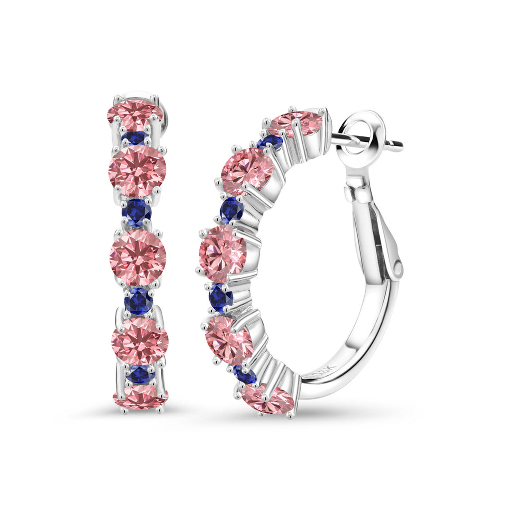 Pink and Blue_Earrings in 925 Sterling Silver