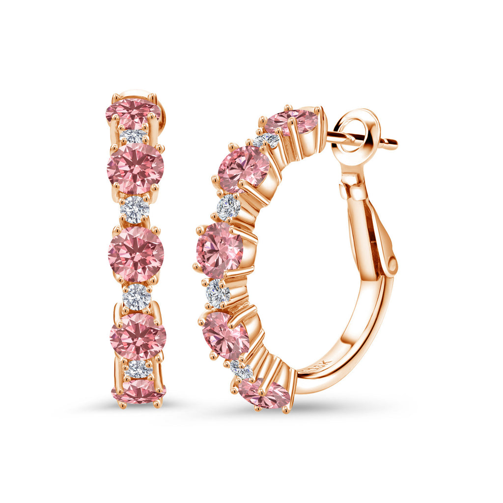 Pink and E - F_Earrings in 925 Rose Gold Plated Silver