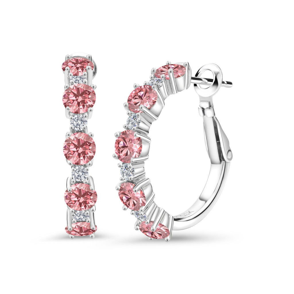 Pink and E - F_Earrings in 925 Sterling Silver