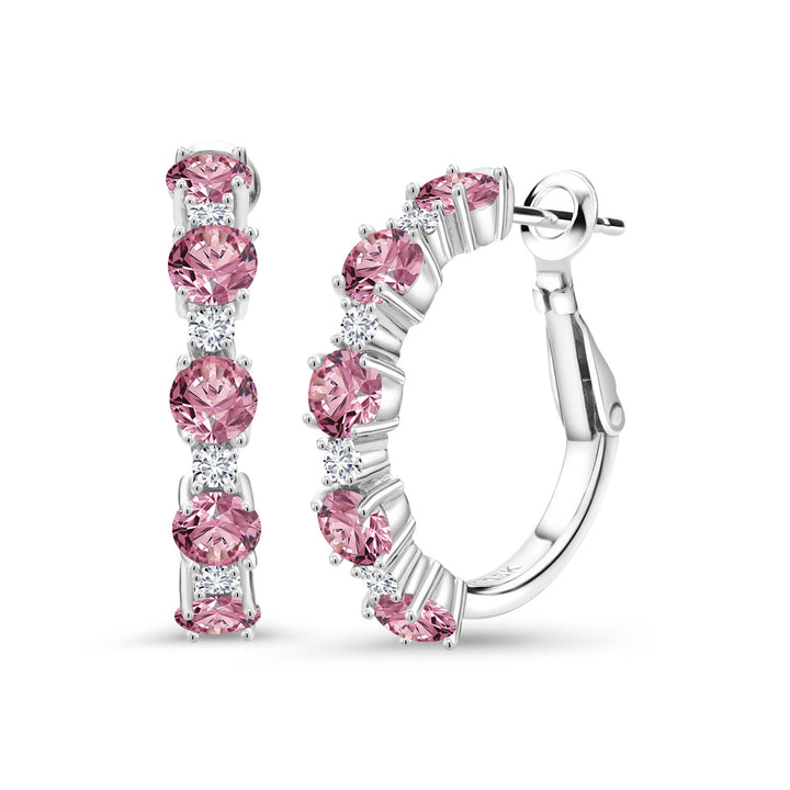 Pink Lab Grown Diamond - April_Earrings in 925 Sterling Silver