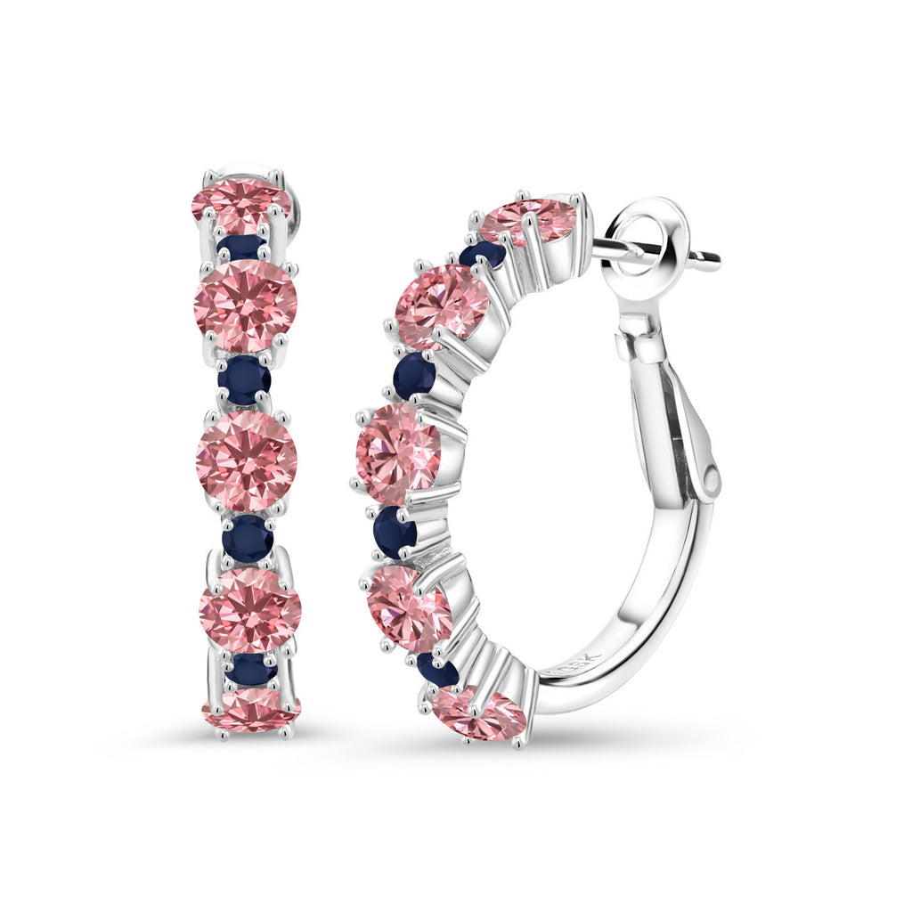 Pink and Blue_Earrings in 925 Sterling Silver