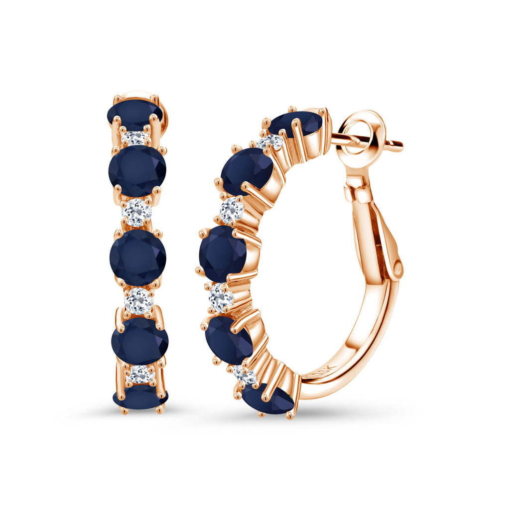 Blue Sapphire - September_Earrings in 925 Rose Gold Plated Silver
