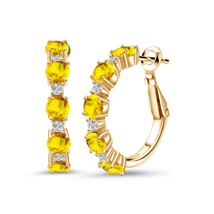 Yellow Sapphire - September_Earrings in 925 Yellow Gold Plated Silver