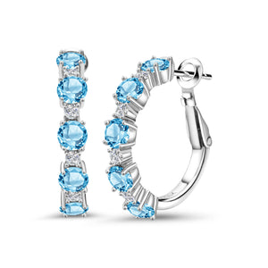 Swiss Blue Topaz - November_Earrings in 925 Sterling Silver