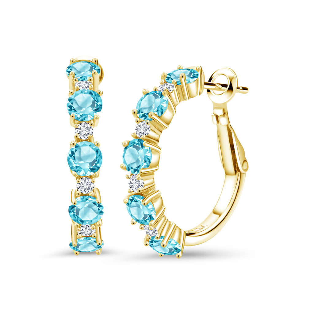 Swiss Blue Topaz - November_Earrings in 925 Yellow Gold Plated Silver