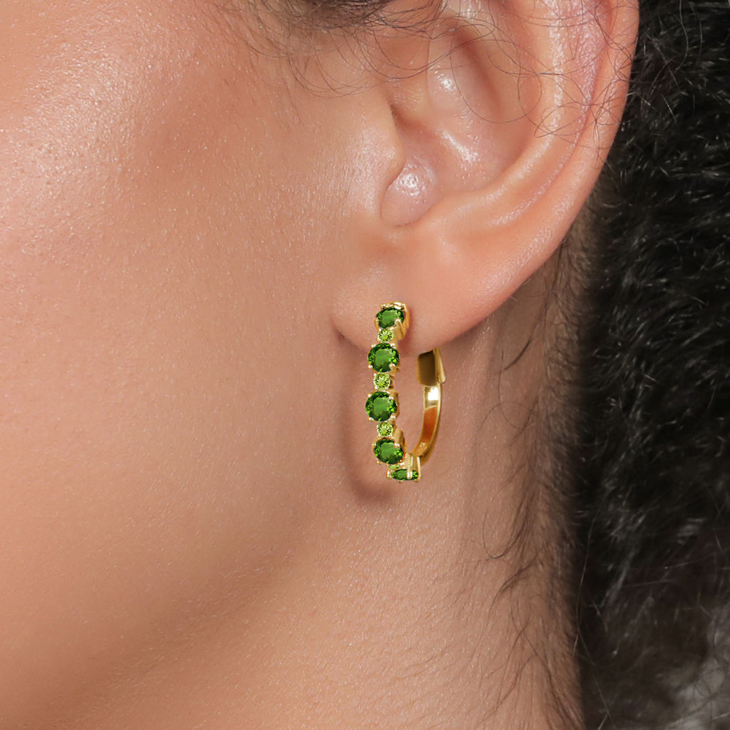 Green_Earrings in 925 Yellow Gold Plated Silver
