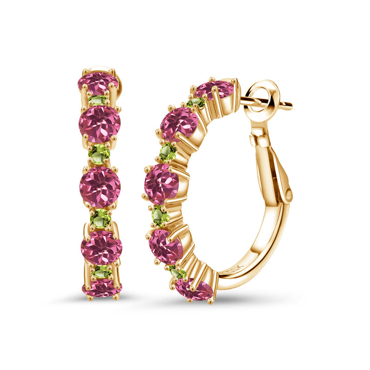 Pink Tourmaline - October_Earrings in 925 Yellow Gold Plated Silver