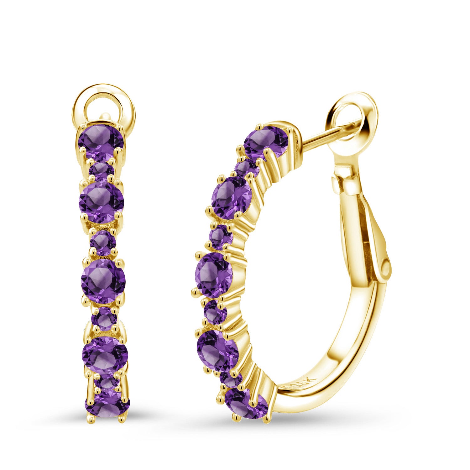 Amethyst - February_925 Yellow Gold Plated Silver_Earrings in 925 Yellow Gold Plated Silver
