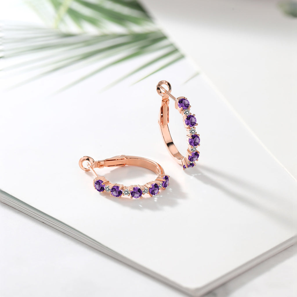 Purple and White_925 Rose Gold Plated Silver