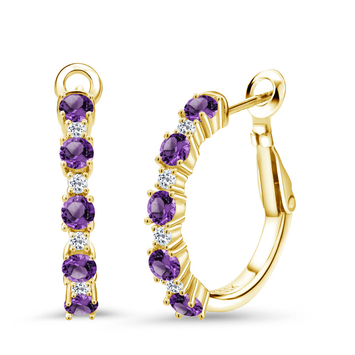 Amethyst - February_925 Yellow Gold Plated Silver_Earrings in 925 Yellow Gold Plated Silver