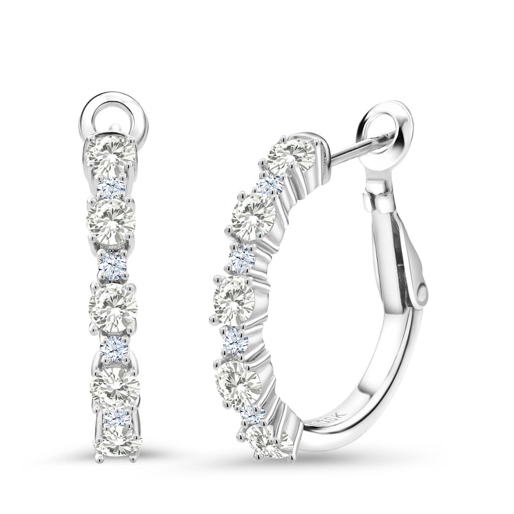 White Moissanite - April_925 Sterling Silver_Earrings in 925 Sterling Silver