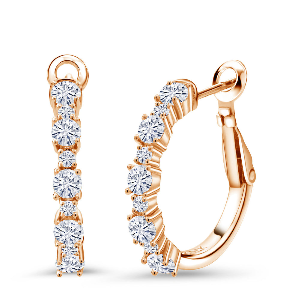 White Moissanite_925 Rose Gold Plated Silver_Earrings in 925 Rose Gold Plated Silver
