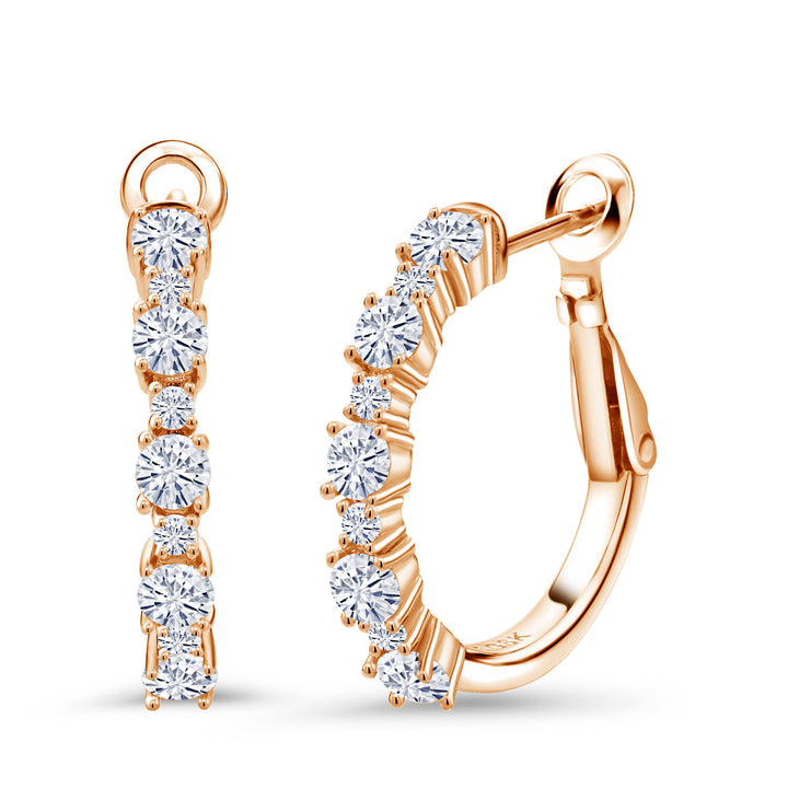 White Moissanite_925 Rose Gold Plated Silver_Earrings in 925 Rose Gold Plated Silver