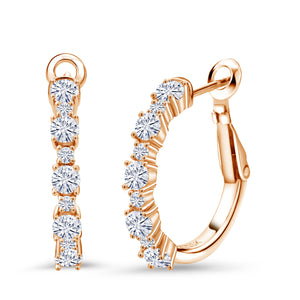 Near Colorless (GH)_925 Rose Gold Plated Silver_Earrings in 925 Rose Gold Plated Silver