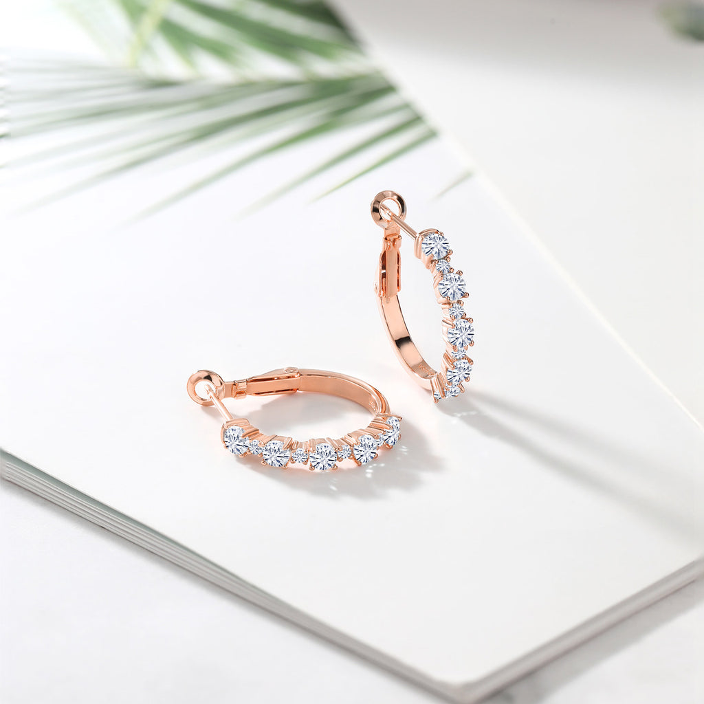 Near Colorless (GH)_925 Rose Gold Plated Silver_Earrings in 925 Rose Gold Plated Silver