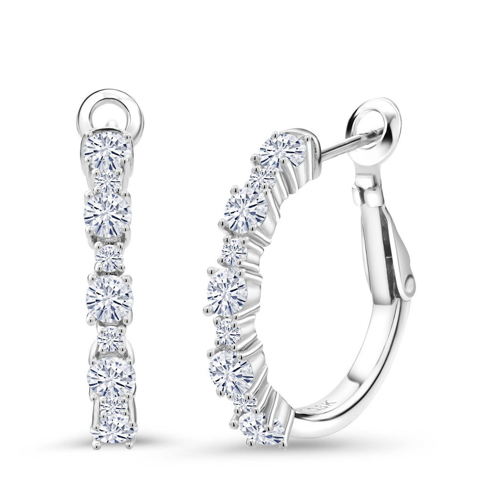 White Moissanite - April_925 Sterling Silver_Earrings in 925 Sterling Silver