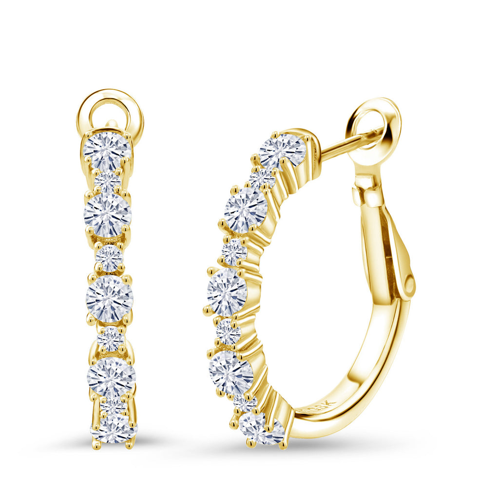 White Moissanite - April_925 Yellow Gold Plated Silver_Earrings in 925 Yellow Gold Plated Silver