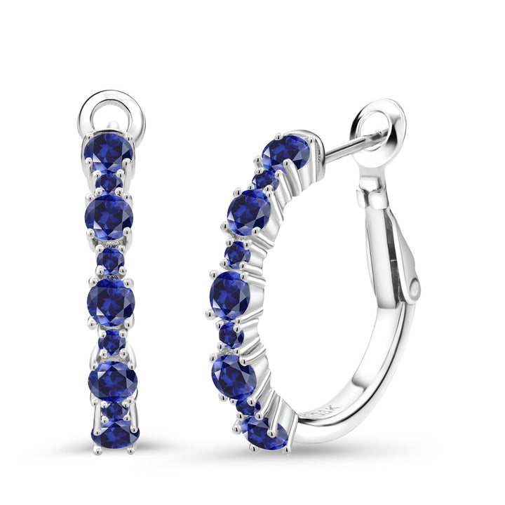 Blue Created Sapphire - September_925 Sterling Silver_Earrings in 925 Sterling Silver