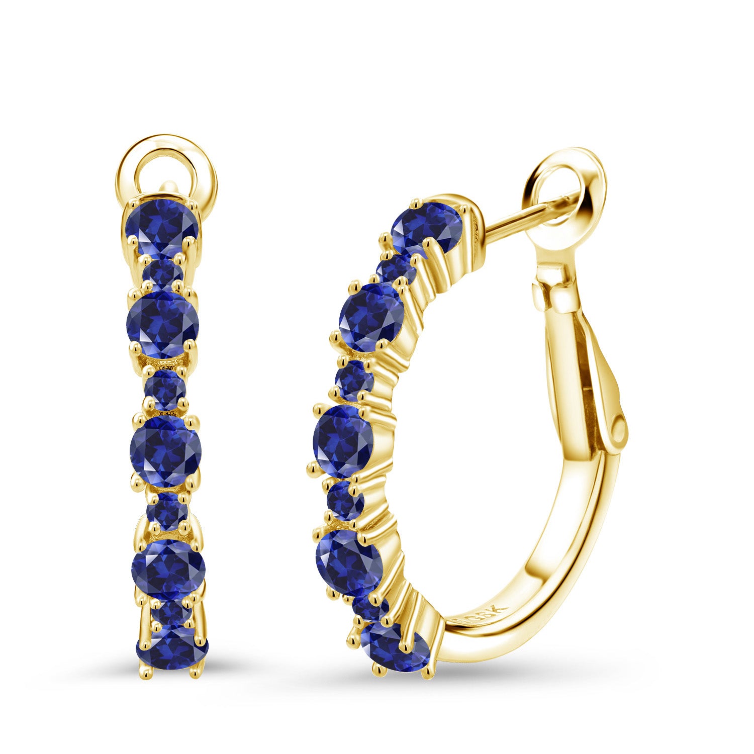Blue Created Sapphire - September_925 Yellow Gold Plated Silver_Earrings in 925 Yellow Gold Plated Silver