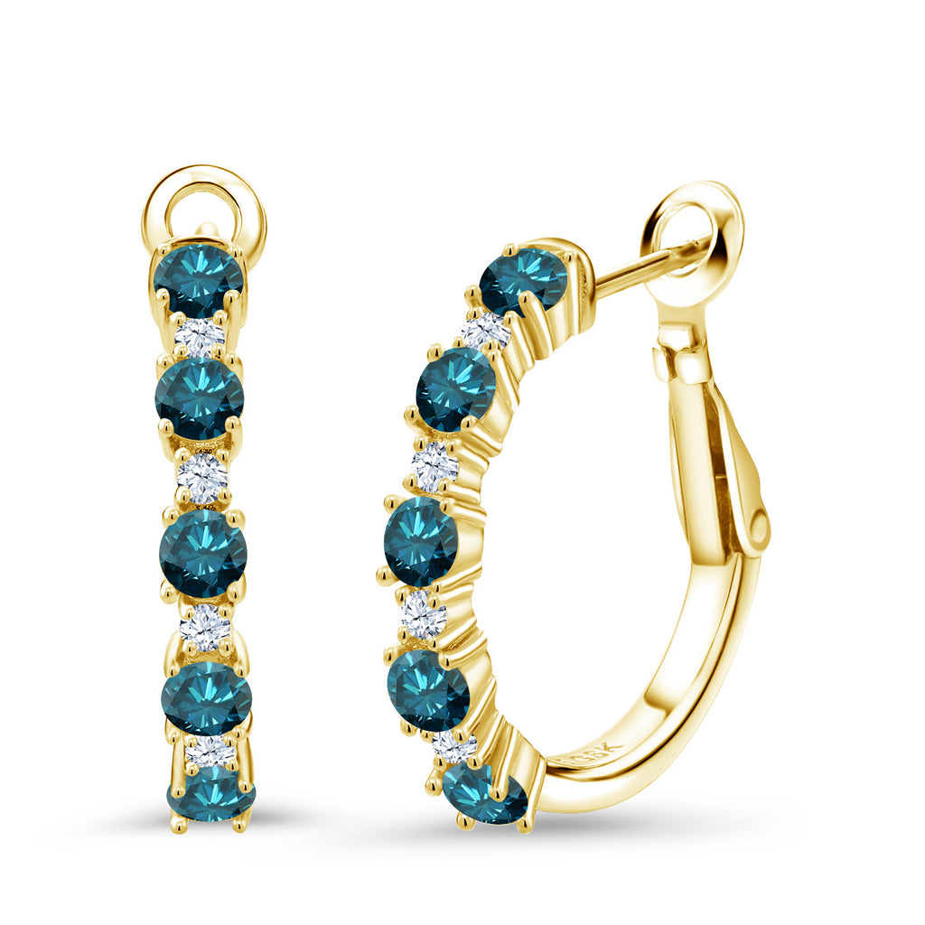 Blue Diamond - April_925 Yellow Gold Plated Silver_Earrings in 925 Yellow Gold Plated Silver