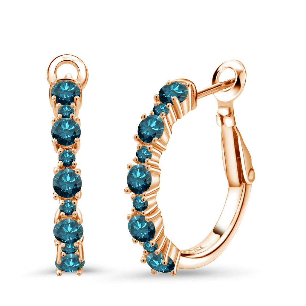 Blue Diamond - April_925 Rose Gold Plated Silver_Earrings in 925 Rose Gold Plated Silver
