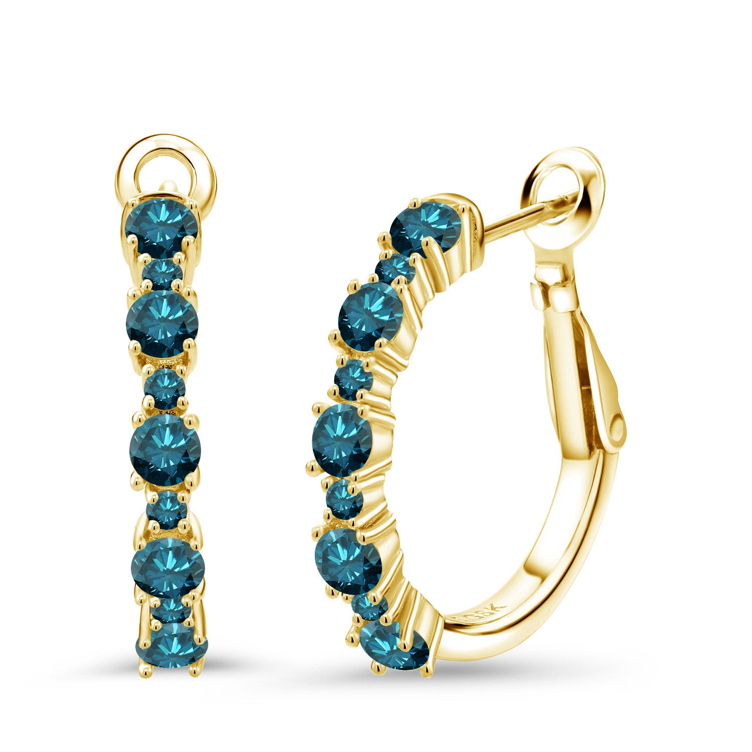 Blue Diamond - April_925 Yellow Gold Plated Silver_Earrings in 925 Yellow Gold Plated Silver