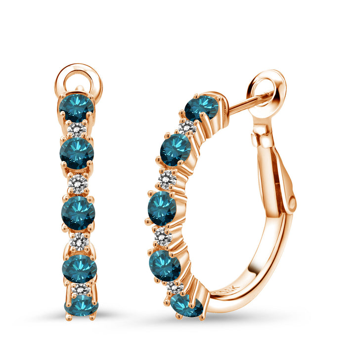 Blue Diamond - April_925 Rose Gold Plated Silver_Earrings in 925 Rose Gold Plated Silver