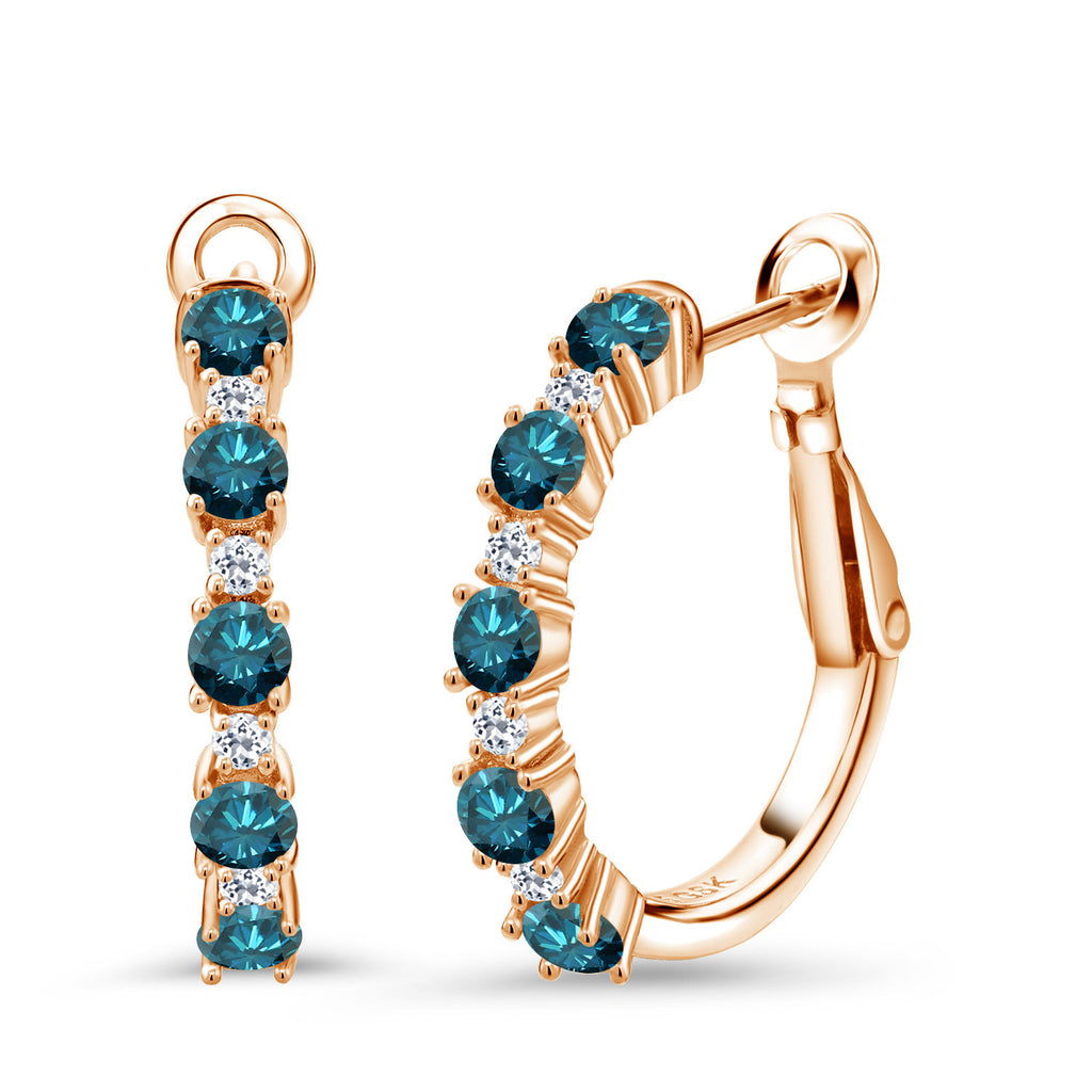 Blue Diamond - April_925 Rose Gold Plated Silver_Earrings in 925 Rose Gold Plated Silver