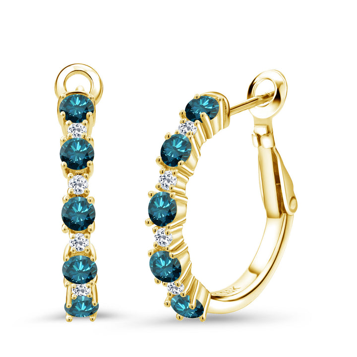 Blue Diamond - April_925 Yellow Gold Plated Silver_Earrings in 925 Yellow Gold Plated Silver