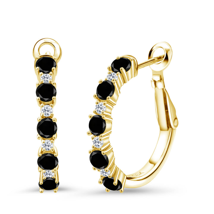 Black Diamond - April_925 Yellow Gold Plated Silver_Earrings in 925 Yellow Gold Plated Silver