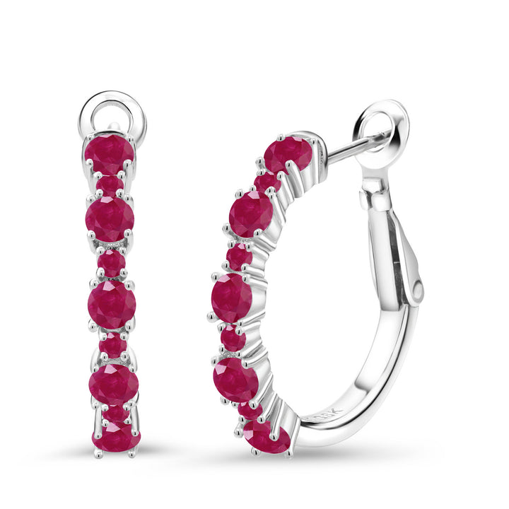 Ruby - July_925 Sterling Silver_Earrings in 925 Sterling Silver