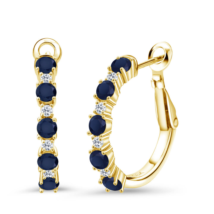 Blue Sapphire - September_925 Yellow Gold Plated Silver_Earrings in 925 Yellow Gold Plated Silver