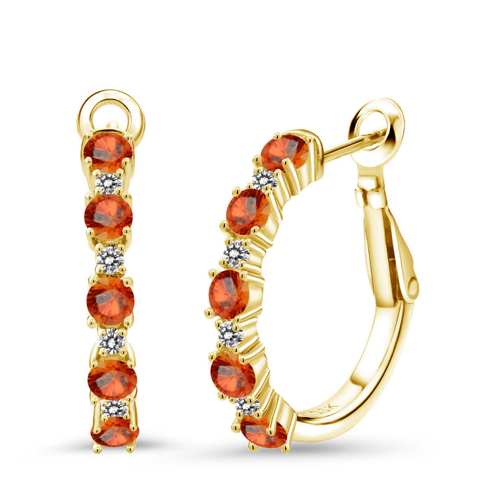 Orange Sapphire - September_925 Yellow Gold Plated Silver_Earrings in 925 Yellow Gold Plated Silver