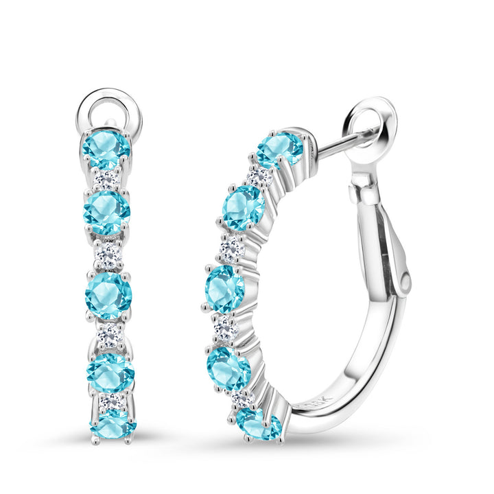 Swiss Blue Topaz - November_925 Sterling Silver_Earrings in 925 Sterling Silver