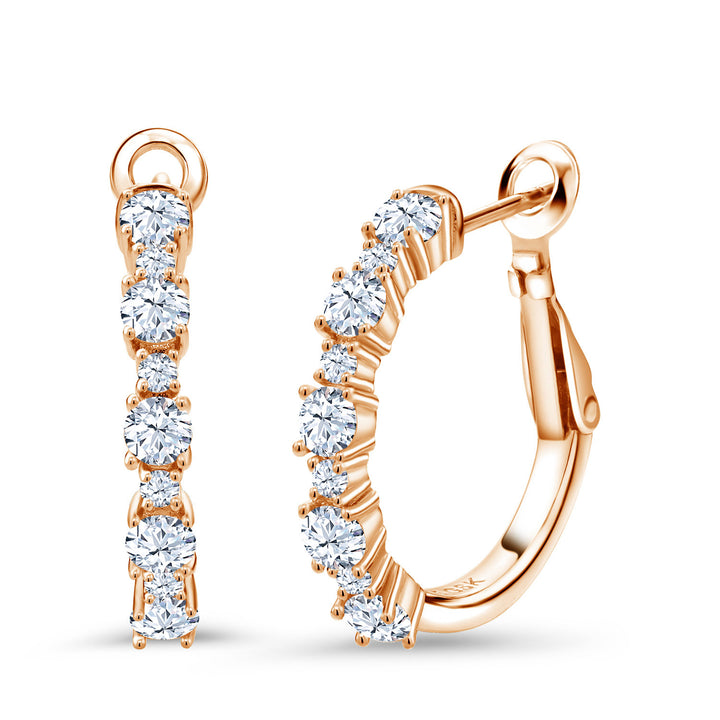 White Created Sapphire - September_925 Rose Gold Plated Silver_Earrings in 925 Rose Gold Plated Silver