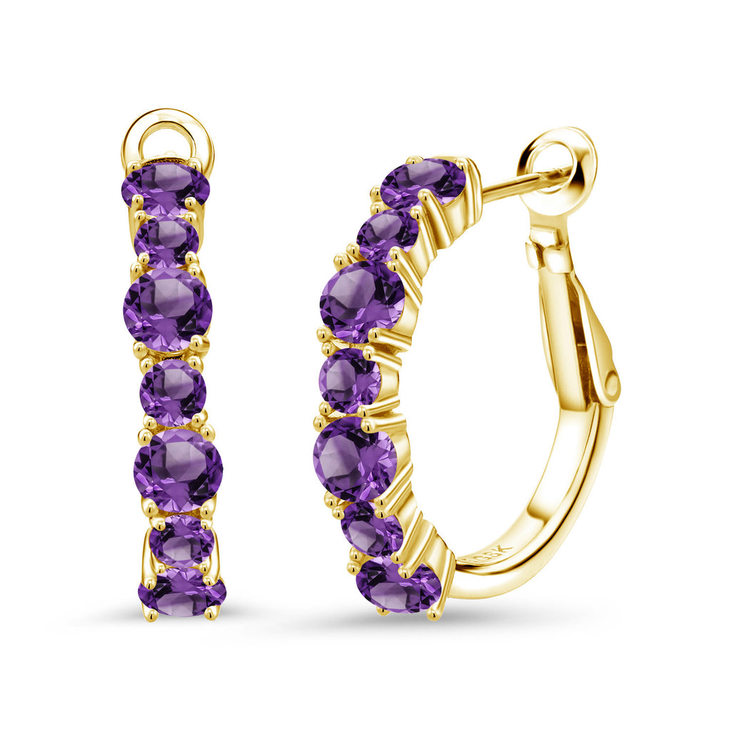 Purple_Earrings in 925 Yellow Gold Plated Silver