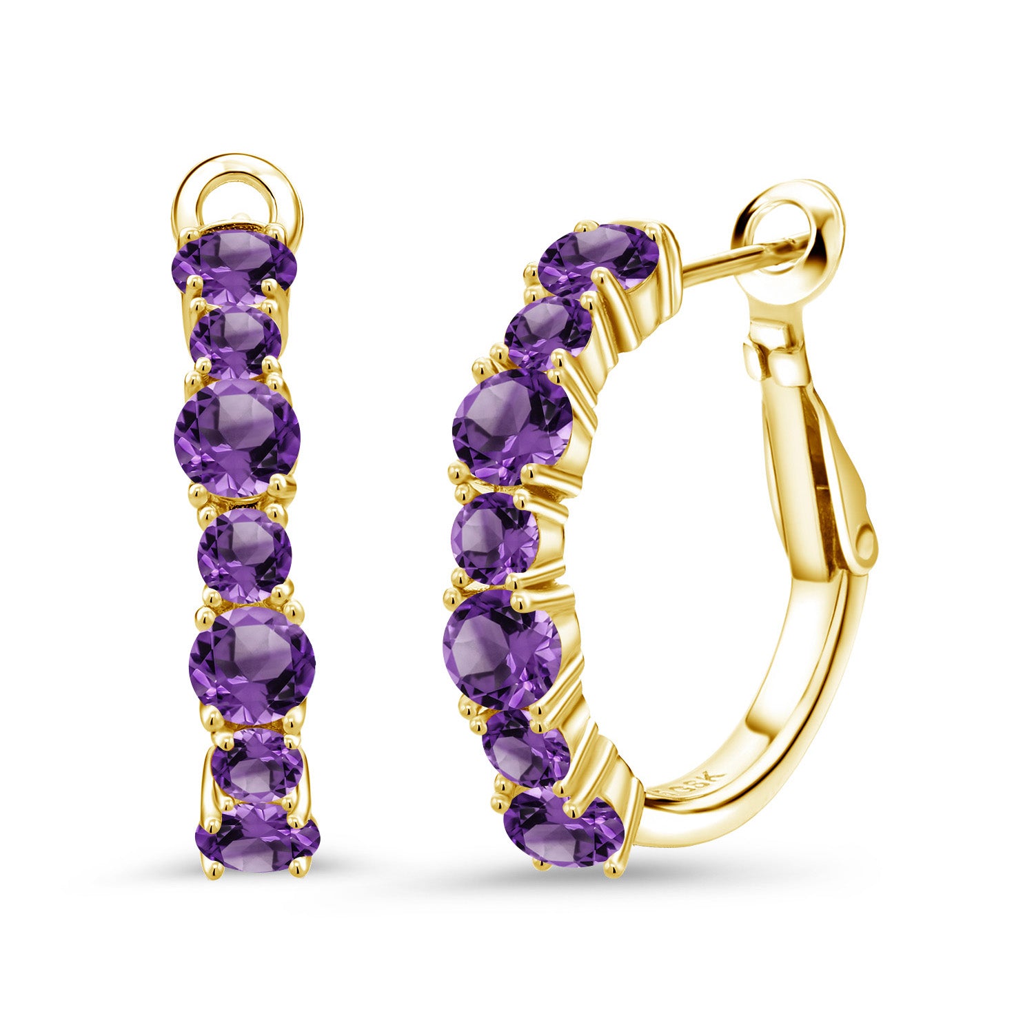 Purple_Earrings in 925 Yellow Gold Plated Silver