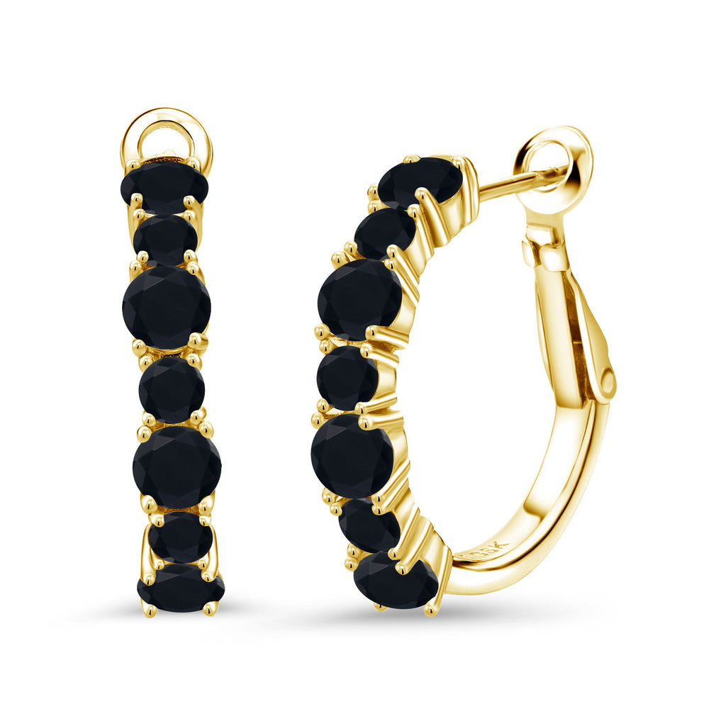 Onyx - December_Earrings in 925 Yellow Gold Plated Silver