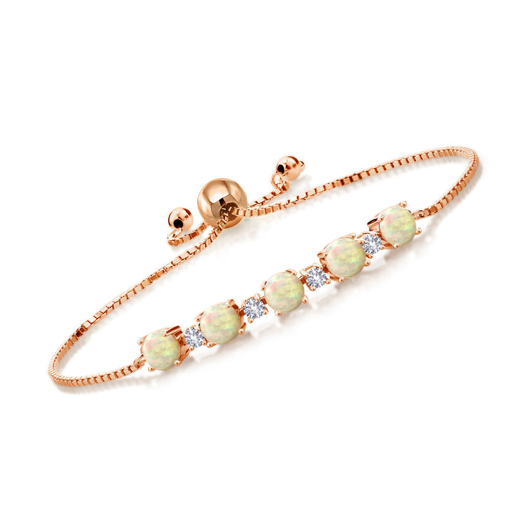 Ethiopian Opal-Cabochon - October_Bracelet in 925 Rose Gold Plated Silver