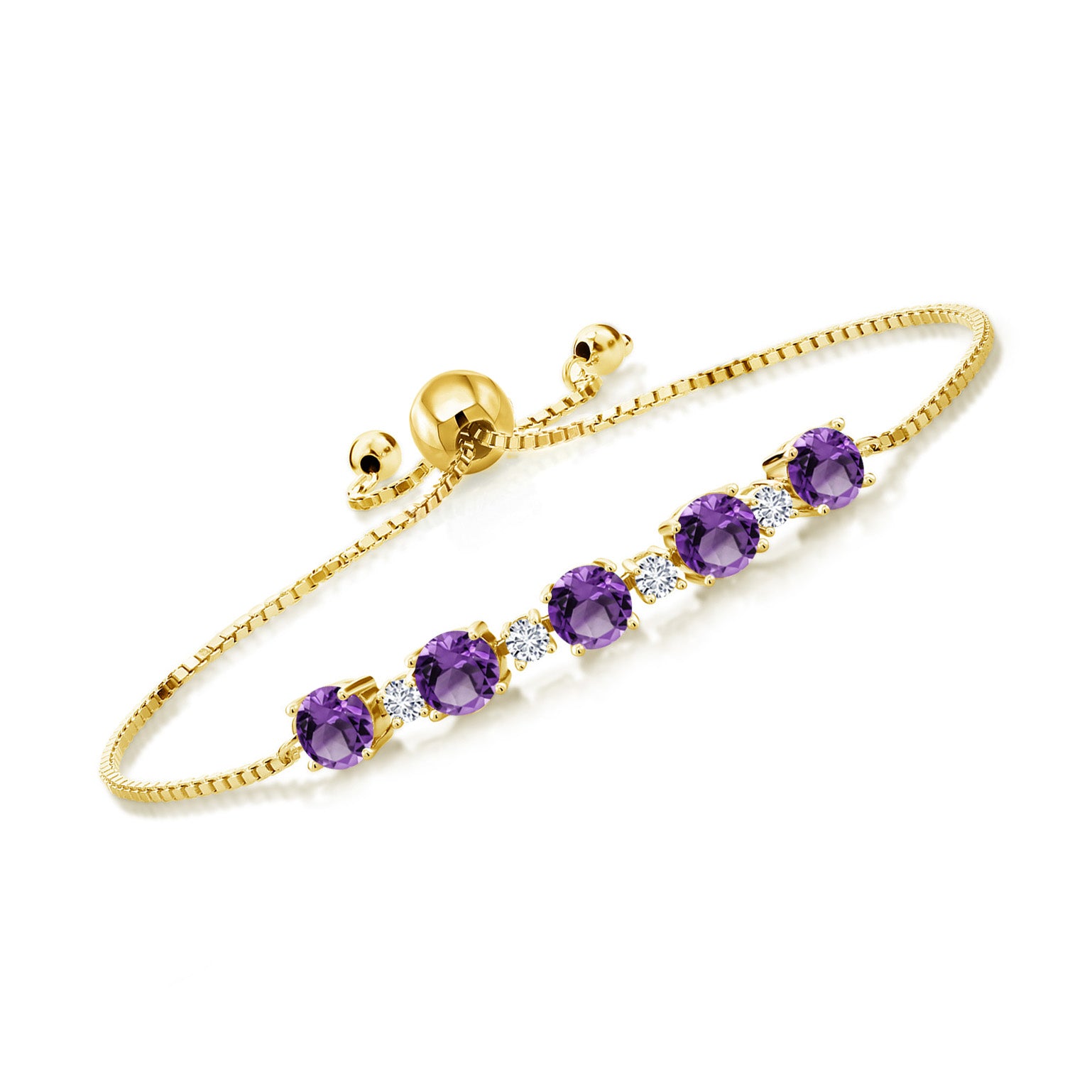 Amethyst - February_Bracelet in 925 Yellow Gold Plated Silver
