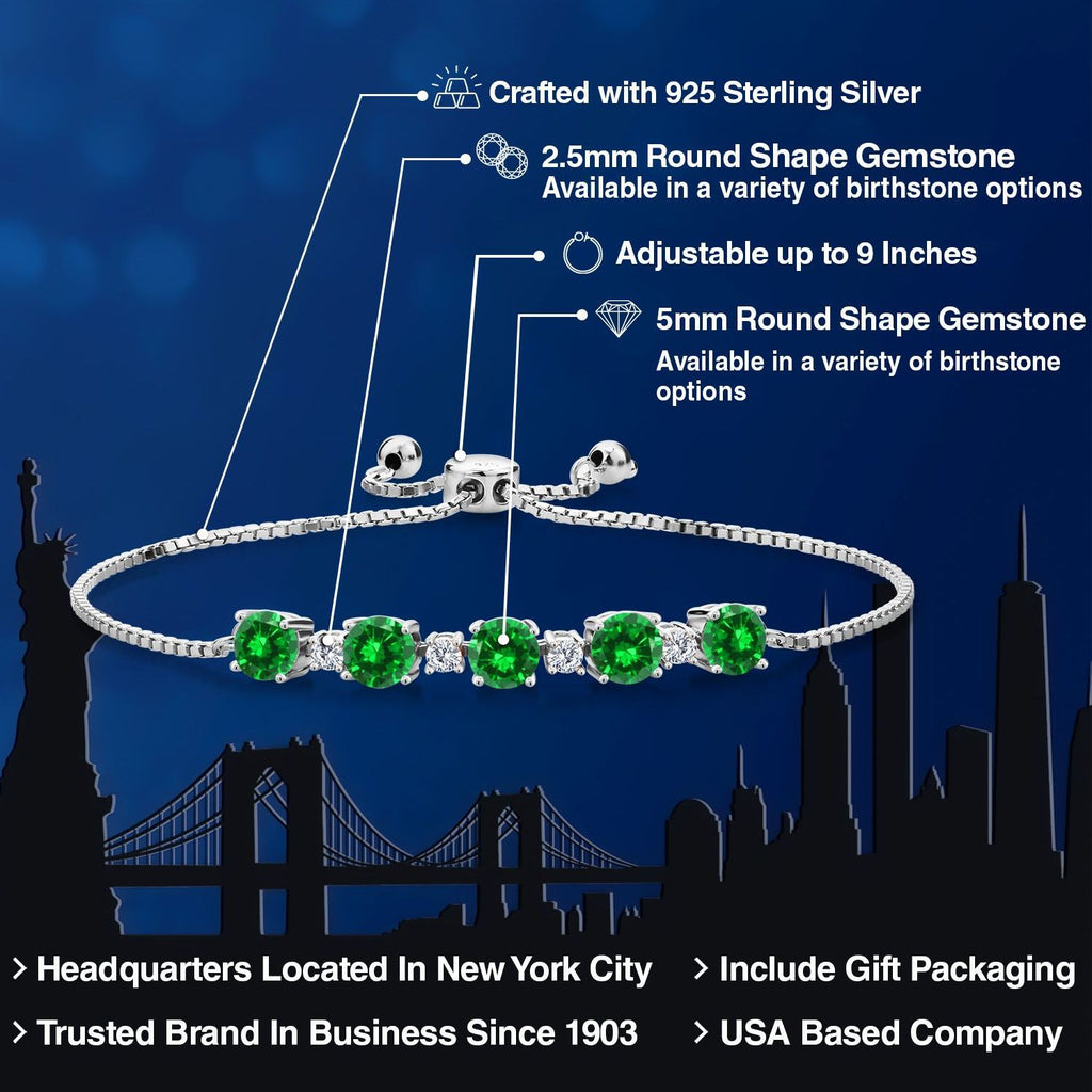 Created Emerald - May_Bracelet in 925 Sterling Silver