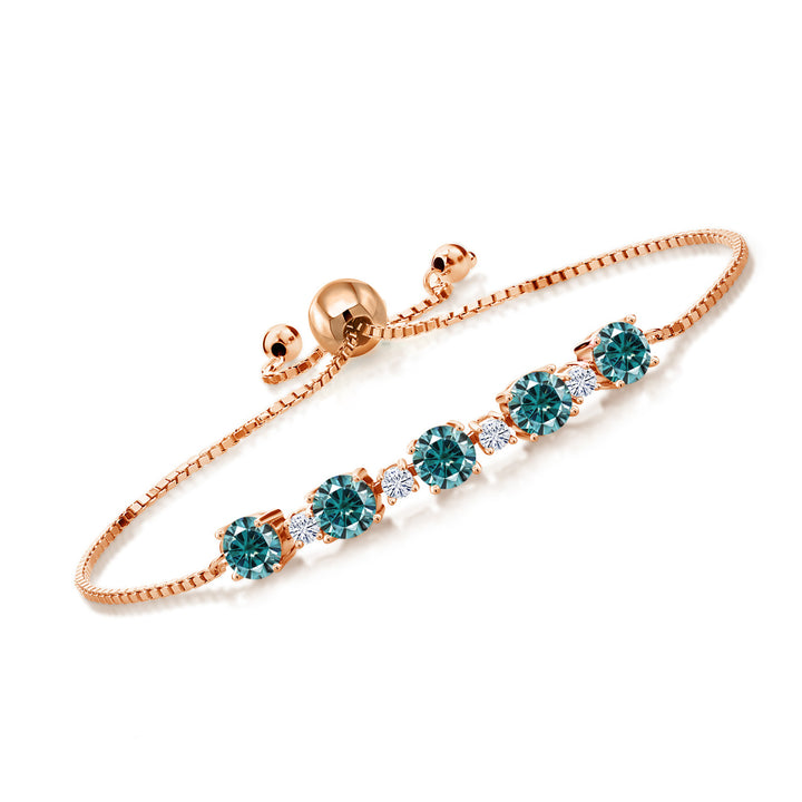 Blue Moissanite - April_Bracelet in 925 Rose Gold Plated Silver