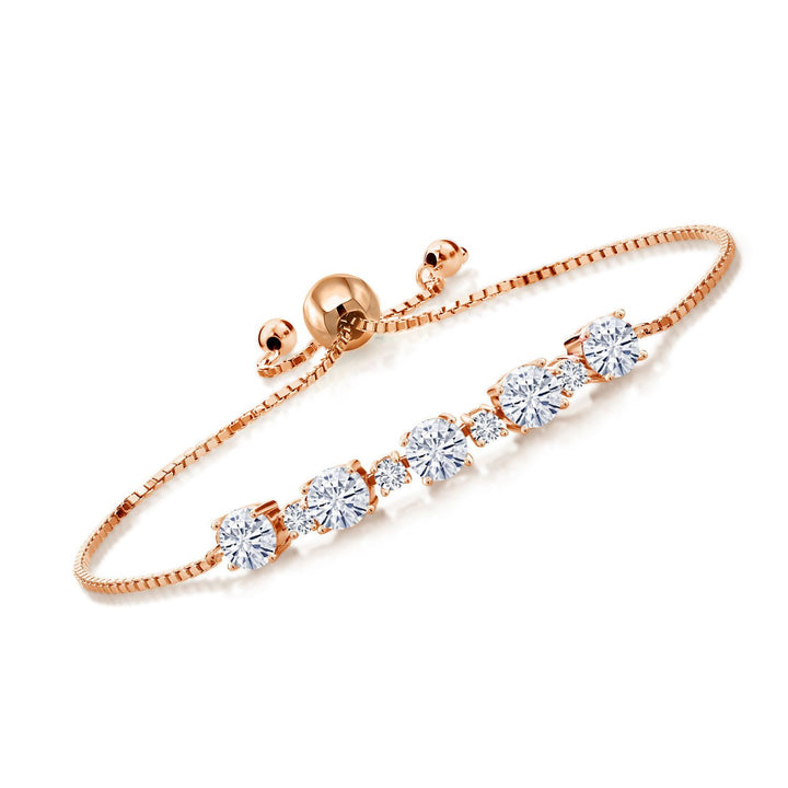 18K Rose Gold Plated Silver Moissanite and Lab Grown Diamond Tennis Bracelet For Women (2.76 Cttw, Fully Adjustable Up to 9 Inch)