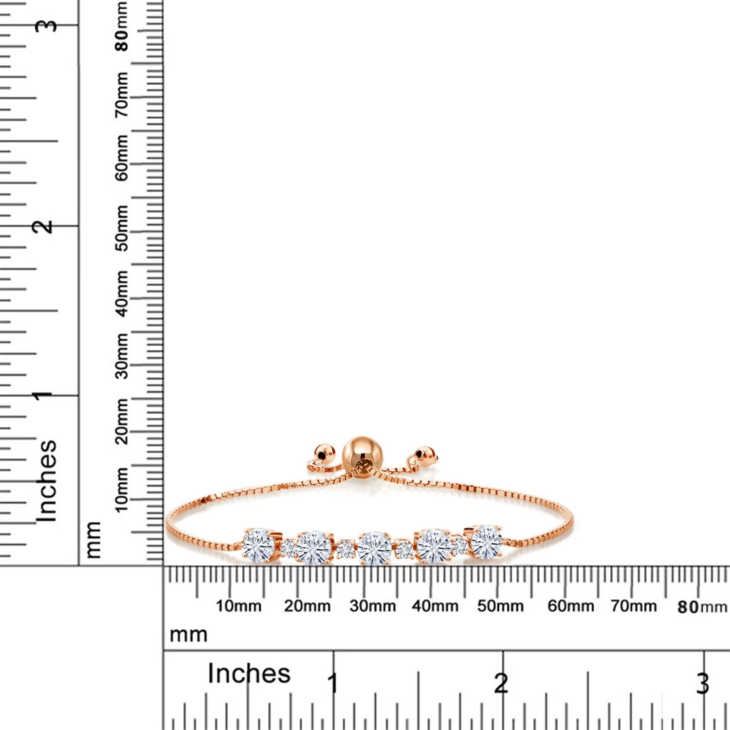 18K Rose Gold Plated Silver Moissanite and Lab Grown Diamond Tennis Bracelet For Women (2.76 Cttw, Fully Adjustable Up to 9 Inch)