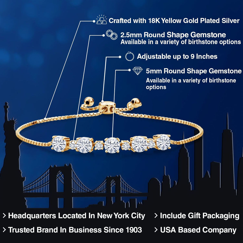 Moissanite - April_Bracelet in 925 Yellow Gold Plated Silver