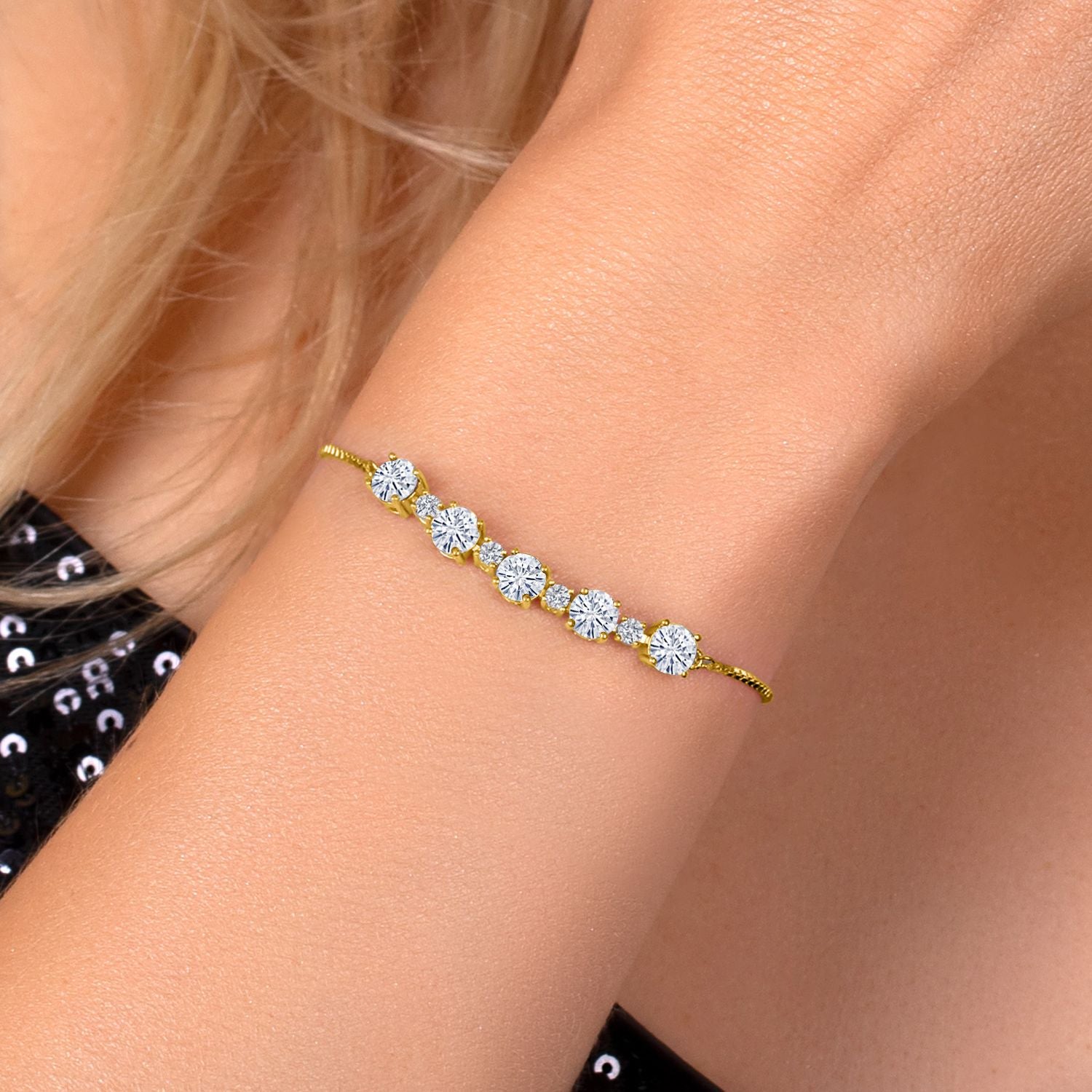 Moissanite - April_Bracelet in 925 Yellow Gold Plated Silver