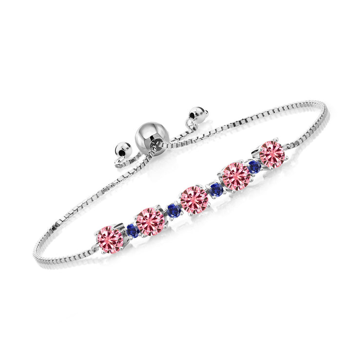 Pink Moissanite - April_Bracelet in 925 Sterling Silver