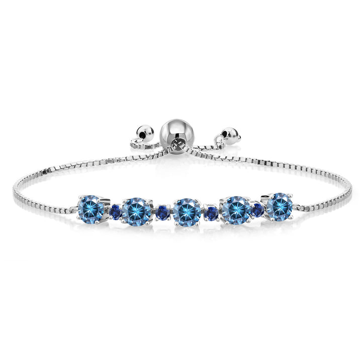 Persian Blue Moissanite - April_Bracelet in 925 Sterling Silver